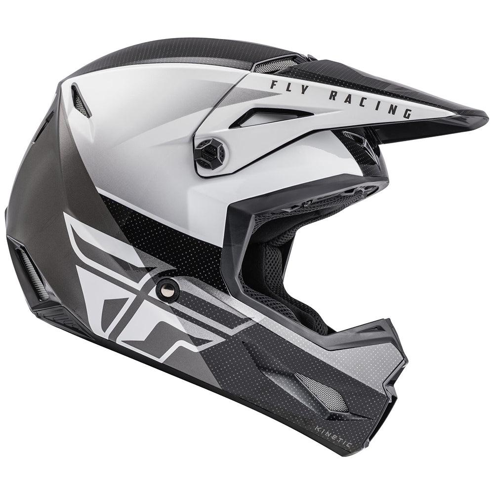 FLY KINETIC STRAIGHT EDGE YOUTH HELMET - BLACK/WHITE MCLEOD ACCESSORIES (P) sold by Cully's Yamaha