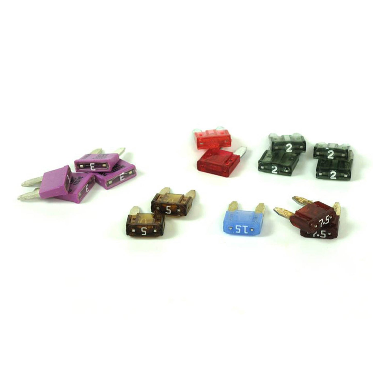 Denali Assorted Fuse, Mini ATC 15 pieces INC 2amp Thru 15amp