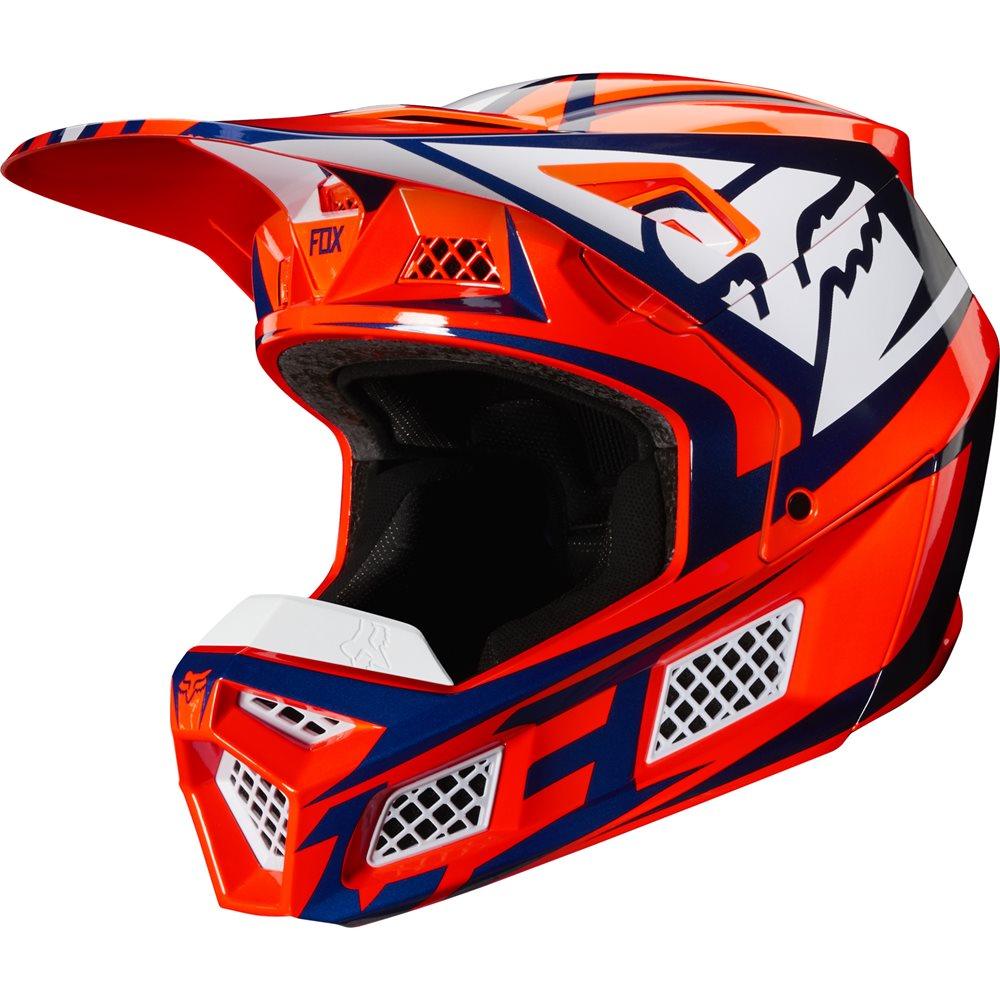 FOX V3 IDOL HELMET - ORANGE/BLUE FOX RACING AUSTRALIA sold by Cully's Yamaha