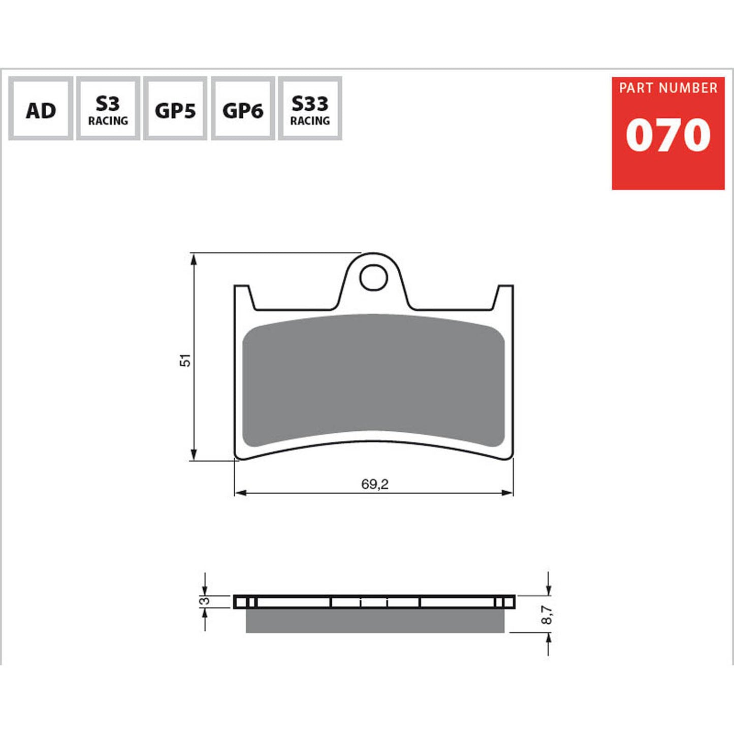 GOLDfren Brake Pads GF070 - GP5 Indent