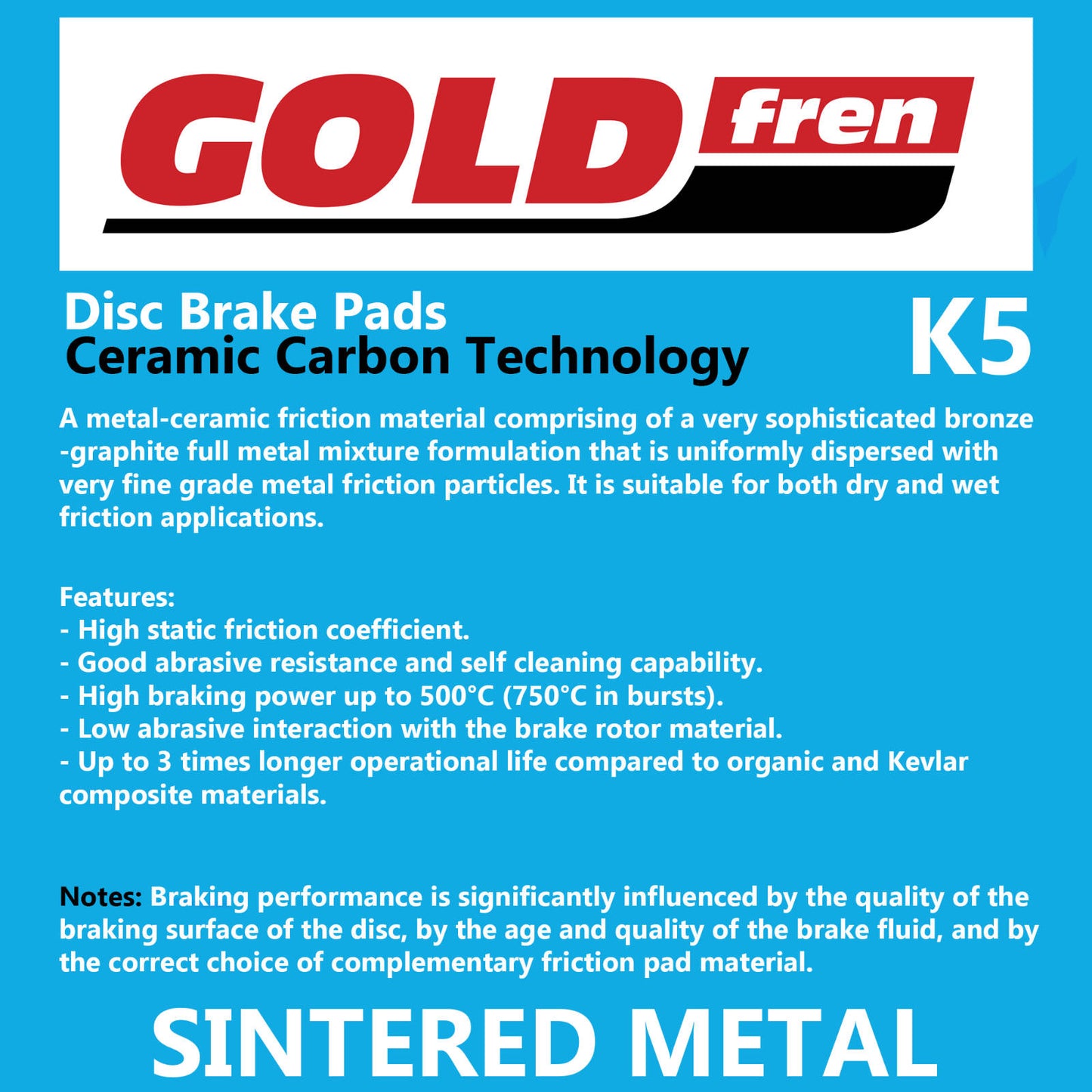 GOLDfren Brake Pads - K5 Off-Road Racing (PBPR326)