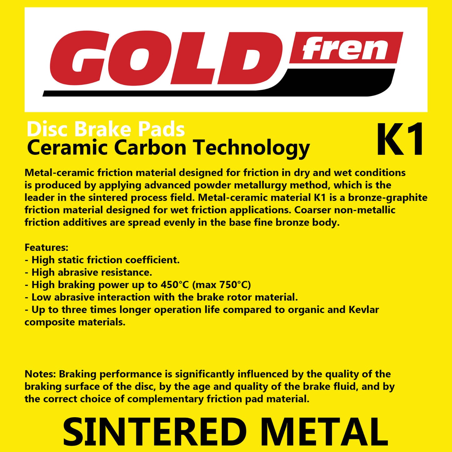 GOLDfren Brake Pads - K1 Sintered Off-Road