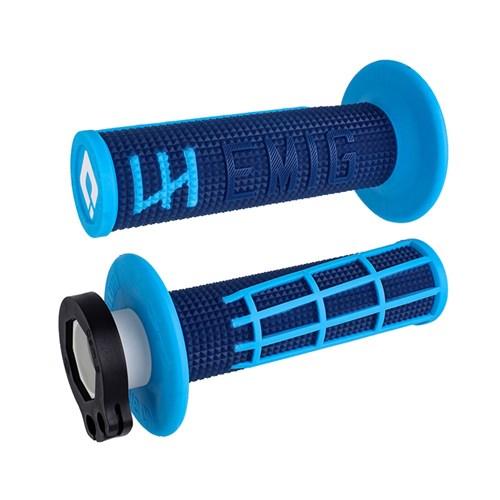 ODI MX V2 EMIG 2.0 LOCK ON GRIP 2T/4T - NAVY/CYAN LUSTY INDUSTRIES sold by Cully's Yamaha