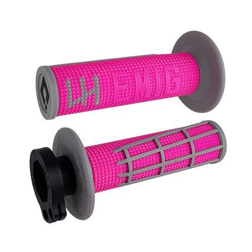 ODI MX V2 EMIG 2.0 LOCK ON GRIP 2T/4T - PINK/GREY LUSTY INDUSTRIES sold by Cully's Yamaha