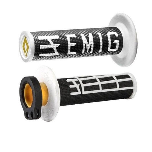 ODI MX V2 EMIG LOCK ON GRIP 2st/4st- BLACK/ WHITE LUSTY INDUSTRIES sold by Cully's Yamaha