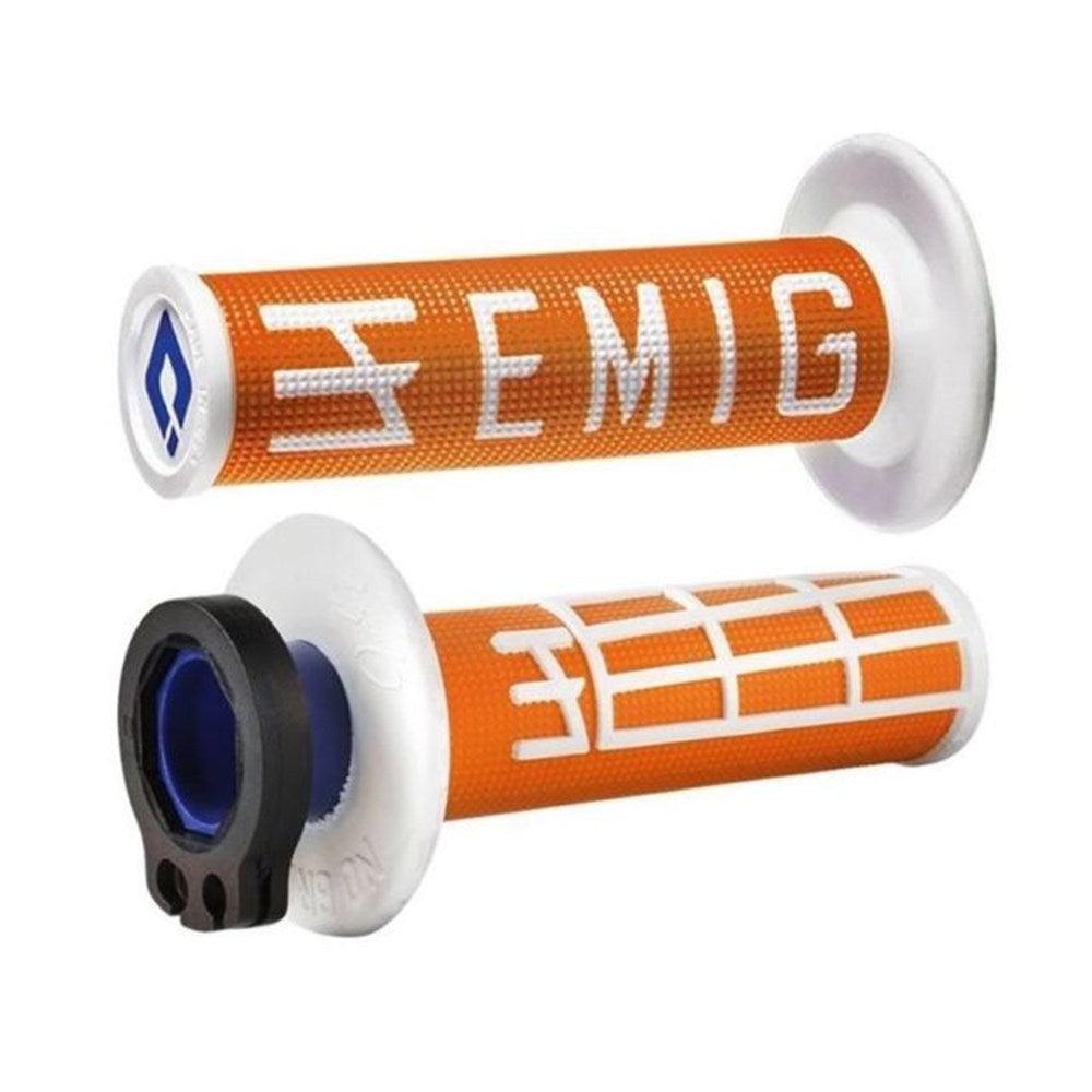 ODI MX V2 EMIG LOCK ON GRIP 2st/4st- ORANGE/ WHITE LUSTY INDUSTRIES sold by Cully's Yamaha