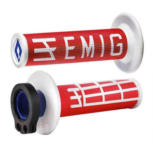 ODI MX V2 EMIG LOCK ON GRIP 2st/4st- RED/ WHITE LUSTY INDUSTRIES sold by Cully's Yamaha