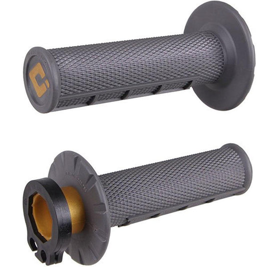 ODI MX HALF WAFFLE LOCK ON GRIP 2st/4st- GRAPHITE LUSTY INDUSTRIES sold by Cully's Yamaha