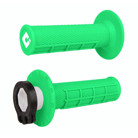 ODI MX HALF WAFFLE LOCK ON GRIP 2st/4st- FLURO GREEN LUSTY INDUSTRIES sold by Cully's Yamaha