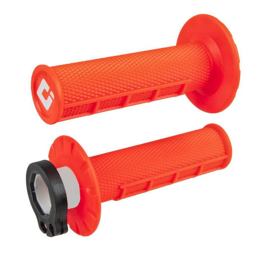 ODI MX HALF WAFFLE LOCK ON GRIP 2st/4st- FLURO ORANGE LUSTY INDUSTRIES sold by Cully's Yamaha