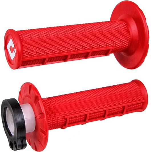 ODI MX HALF WAFFLE LOCK ON GRIP 2st/4st- RED LUSTY INDUSTRIES sold by Cully's Yamaha