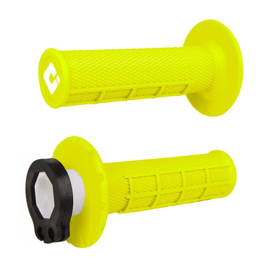 ODI MX HALF WAFFLE LOCK ON GRIP 2st/4st- FLURO YELLOW LUSTY INDUSTRIES sold by Cully's Yamaha