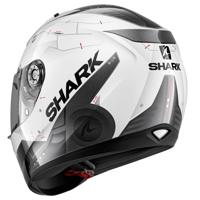 SHARK RIDILL MECCA HELMET - WHITE/BLACK/RED FICEDA ACCESSORIES sold by Cully's Yamaha