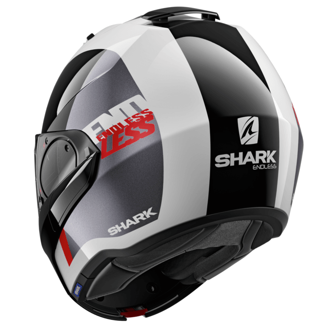 SHARK EVO-ES ENDLESS HELMET - WHITE/BLACK/RED FICEDA ACCESSORIES sold by Cully's Yamaha