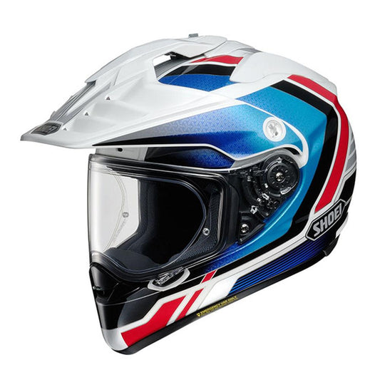 SHOEI HORNET ADVENTURE HELMET - WHITE/BLUE/RED MCLEOD ACCESSORIES (P) sold by Cully's Yamaha