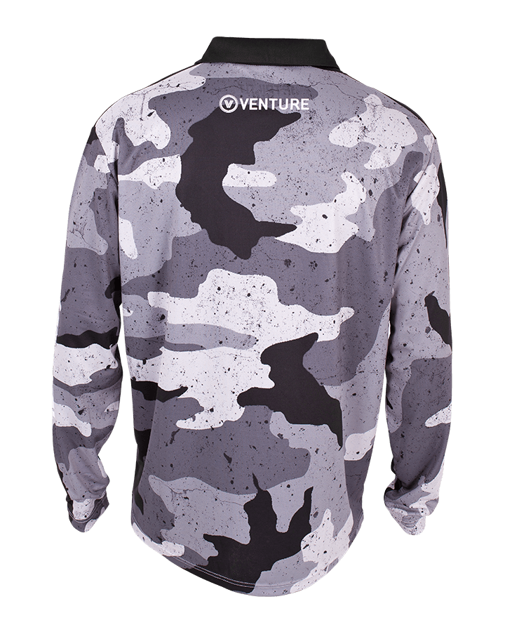 JET PILOT VENTURE MENS LS FISHING POLO - BLACK/CAMO Jet Pilot sold by Cully's Yamaha