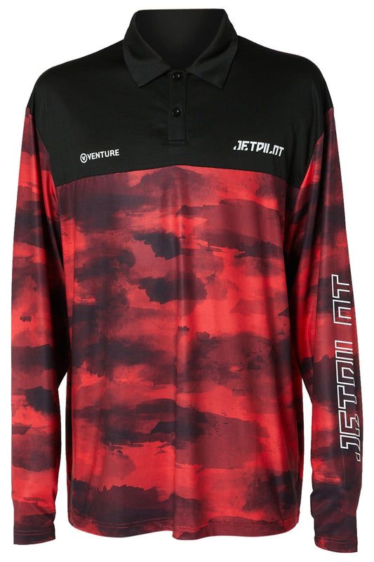 JET PILOT VENTURE MENS LS FISHING POLO - RED/CAMO Jet Pilot sold by Cully's Yamaha