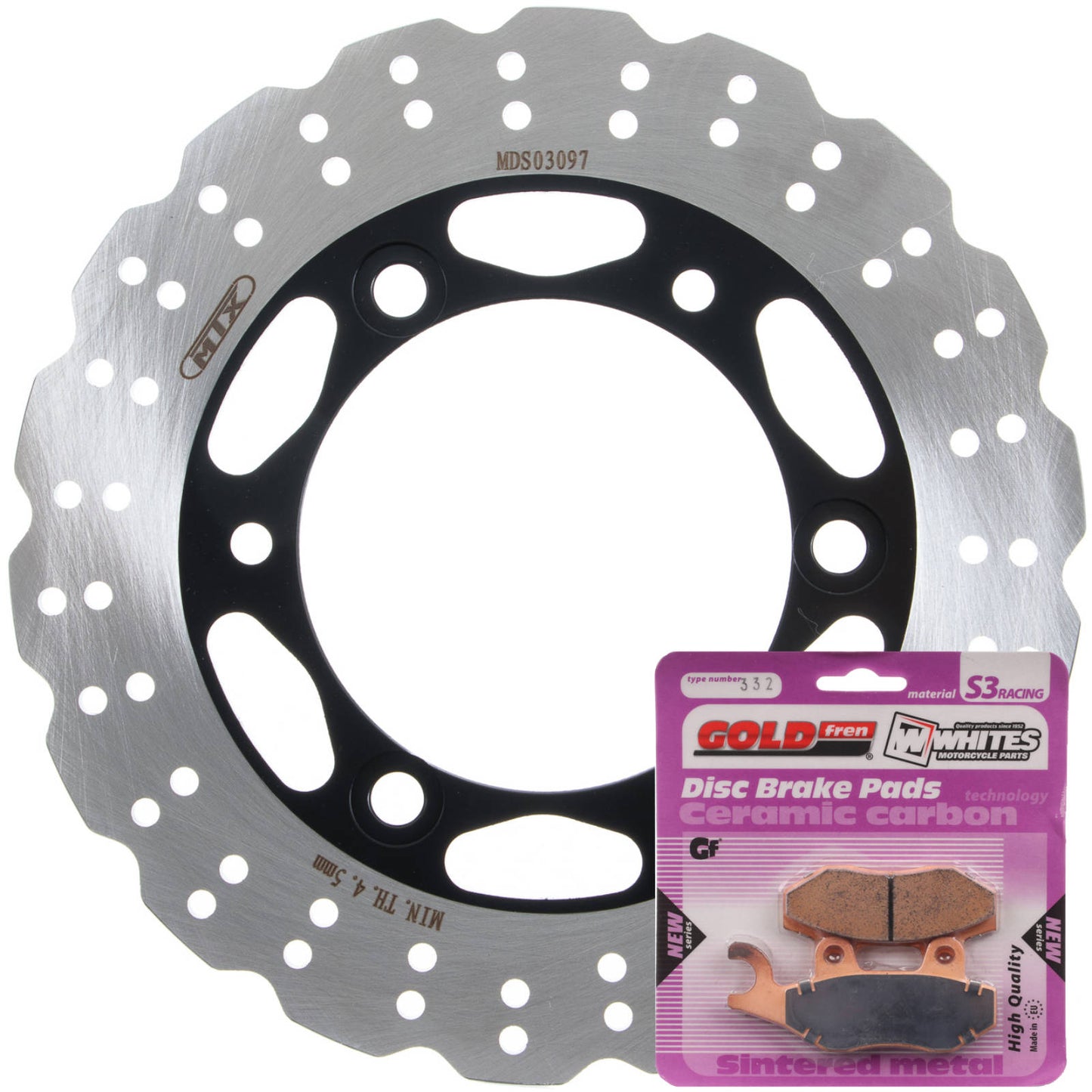 Brake Disc & Pad Rear Kit - Kawasaki EX300 Ninja \'13-\'17 - Wave