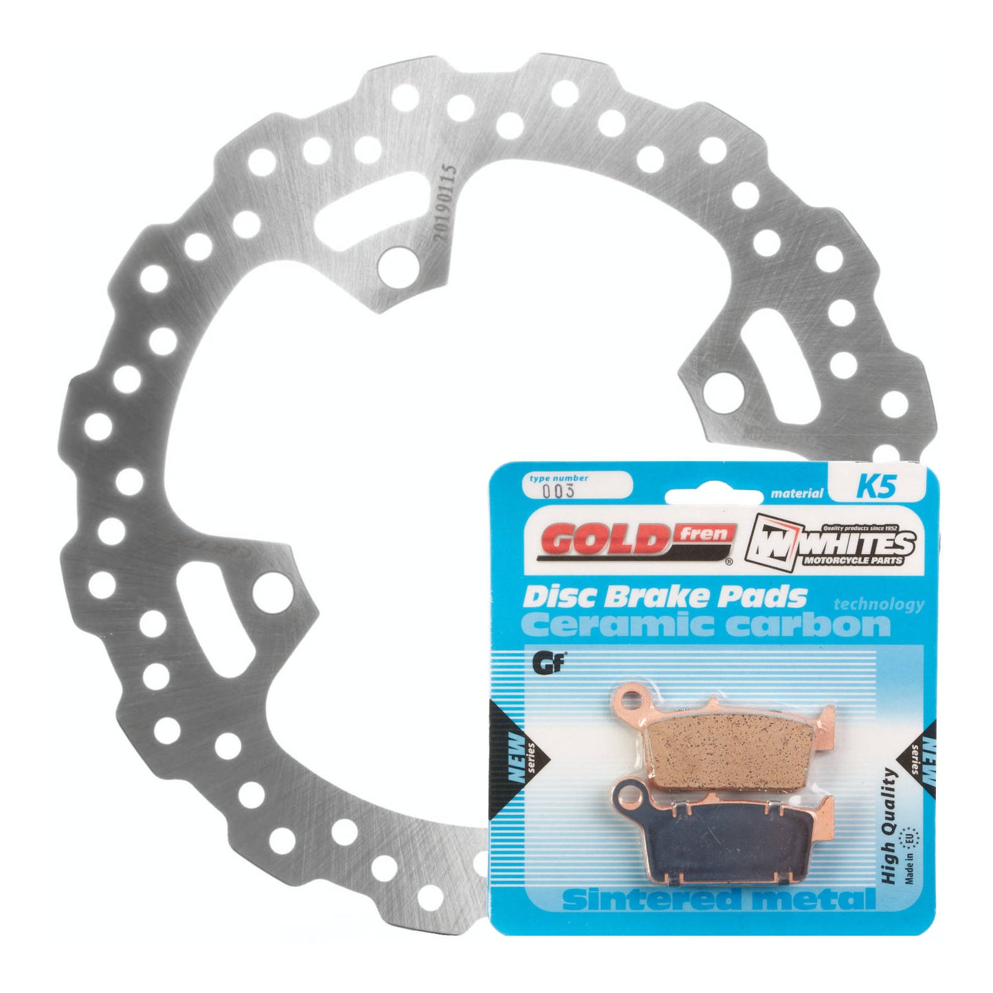 Brake Disc & Pad Rear Kit - Kawasaki KX125 \'03-\'08 - Wave