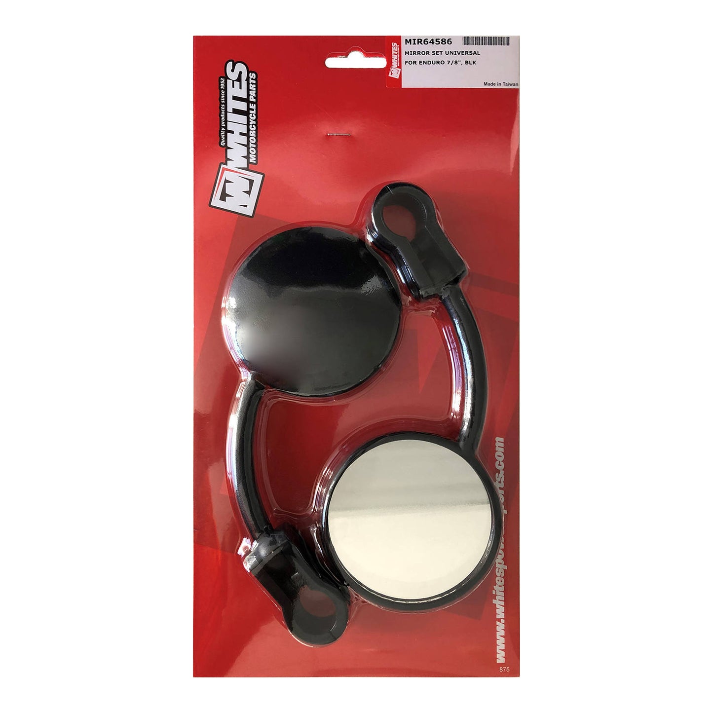Whites Mirror Pair Universal Folding Enduro 7/8\" Black