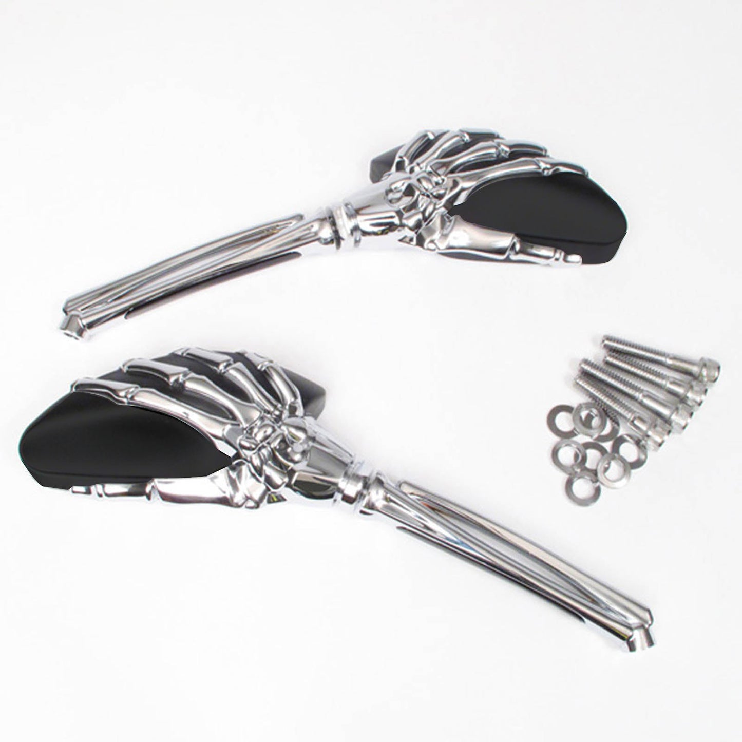 Whites Mirror Universal Skeleton Hand Chrome/Black HD (Pair)