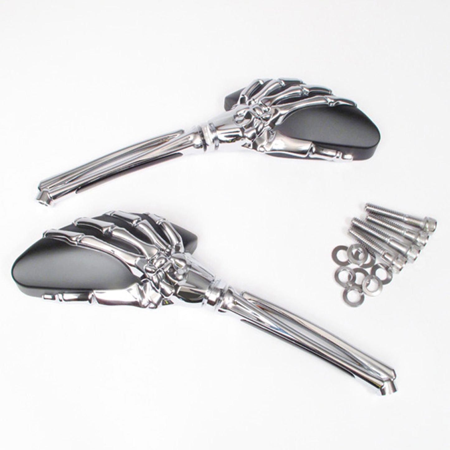 Whites Mirror Universal Skeleton Hand Chrome/Black HD (Pair)