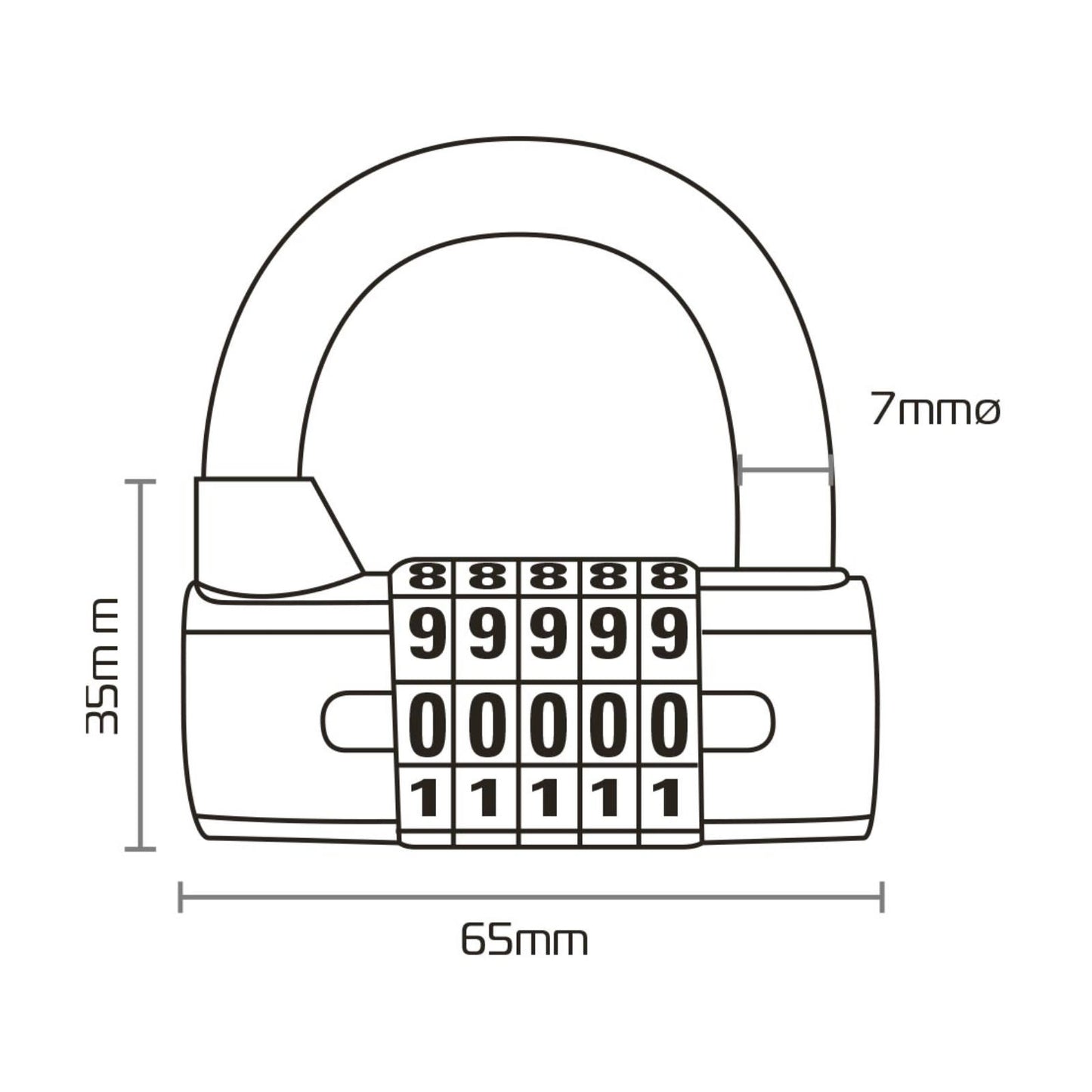 Oxford 5-Digit Combination Padlock - Black