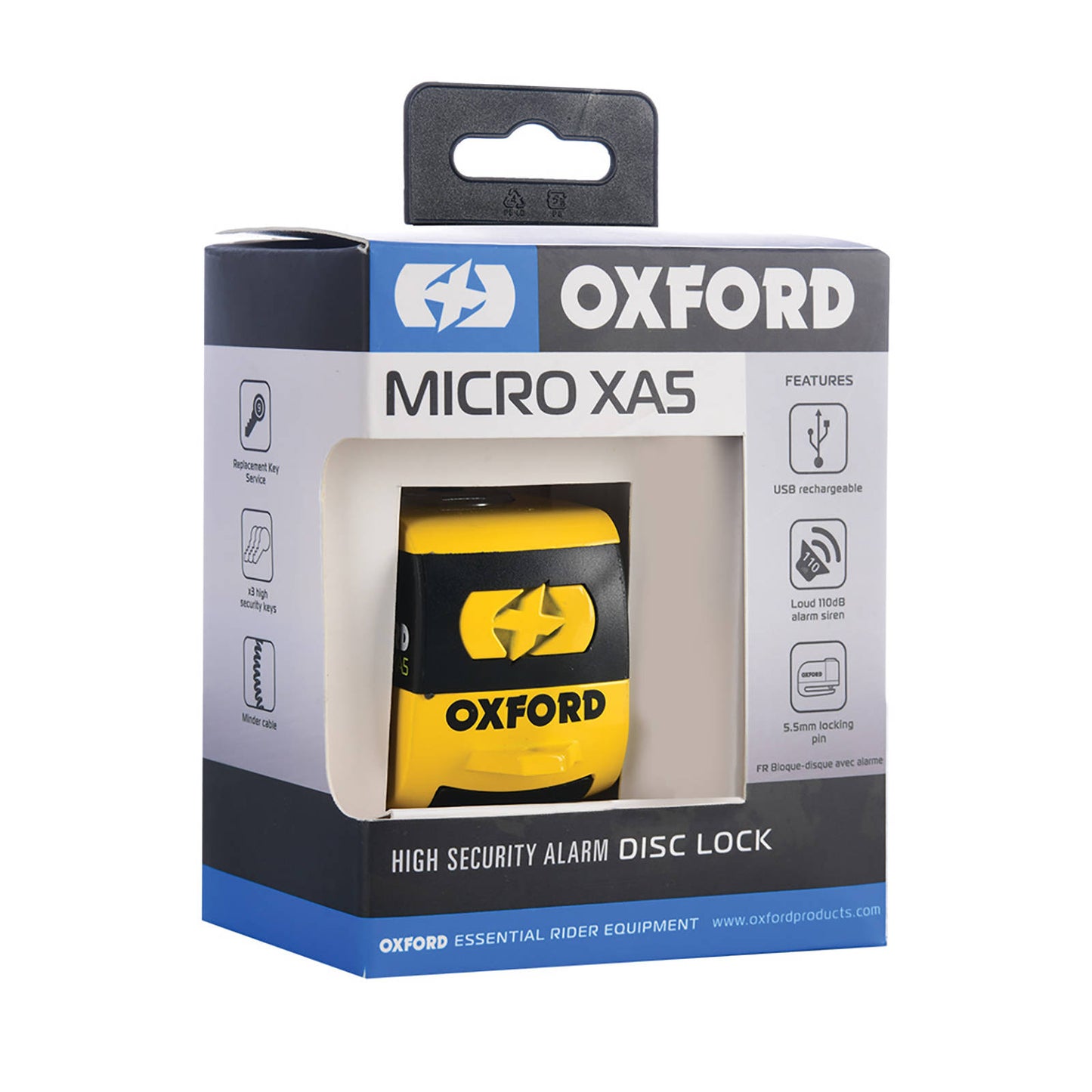 Oxford Disc Lock Alarm Micro XA5 - Black / Yellow