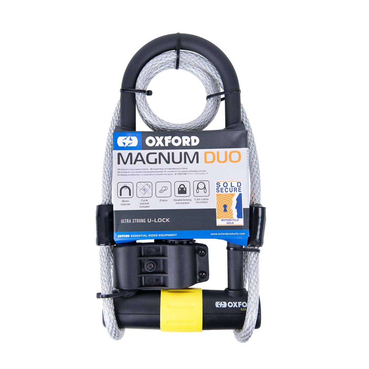 OXFORD MAGNUM DUO U-LOCK (315MM X 170MM) WITH BRACKET & CABL