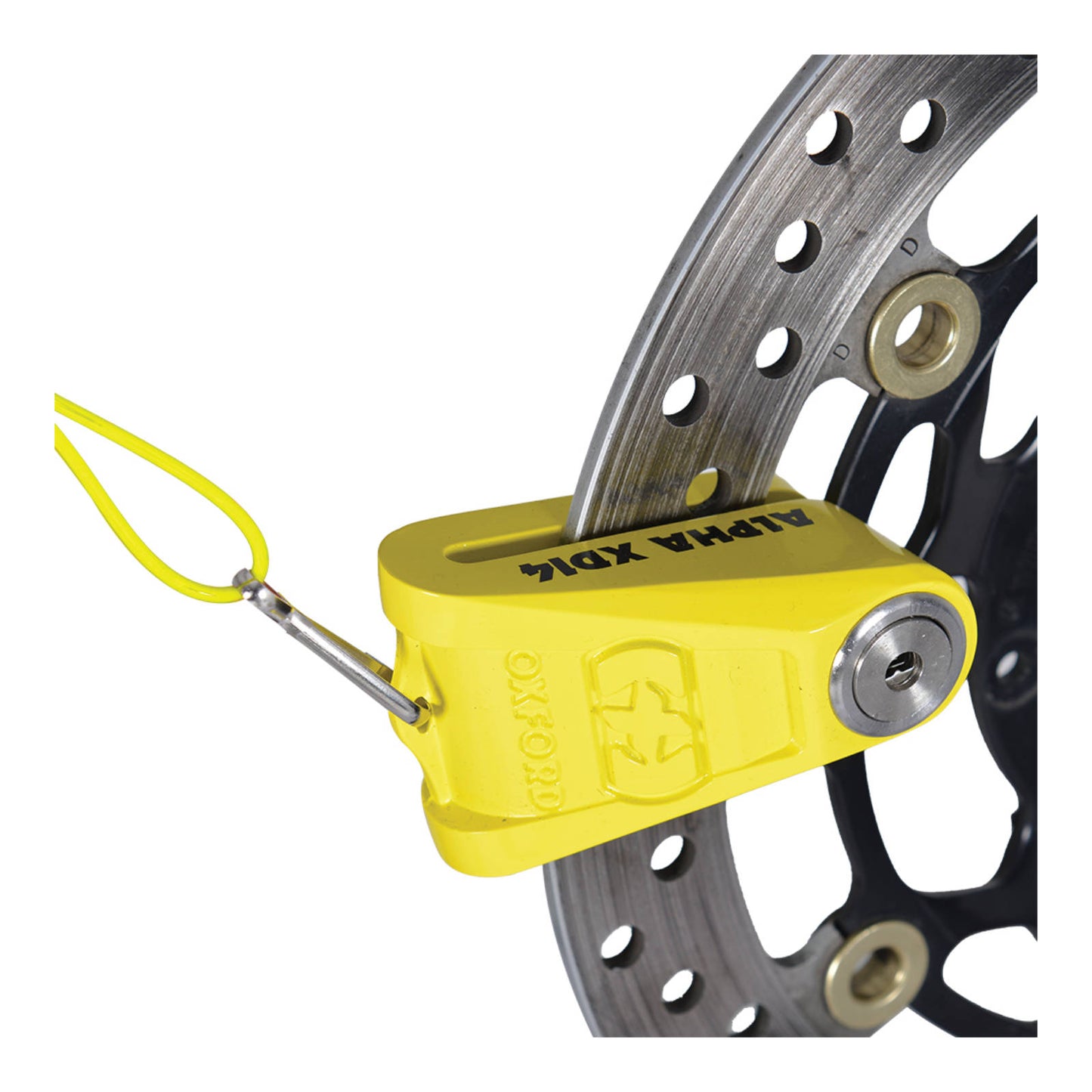 OXFORD ALPHA XD14 STAINLESS DISC LOCK(14MM PIN) YELLOW