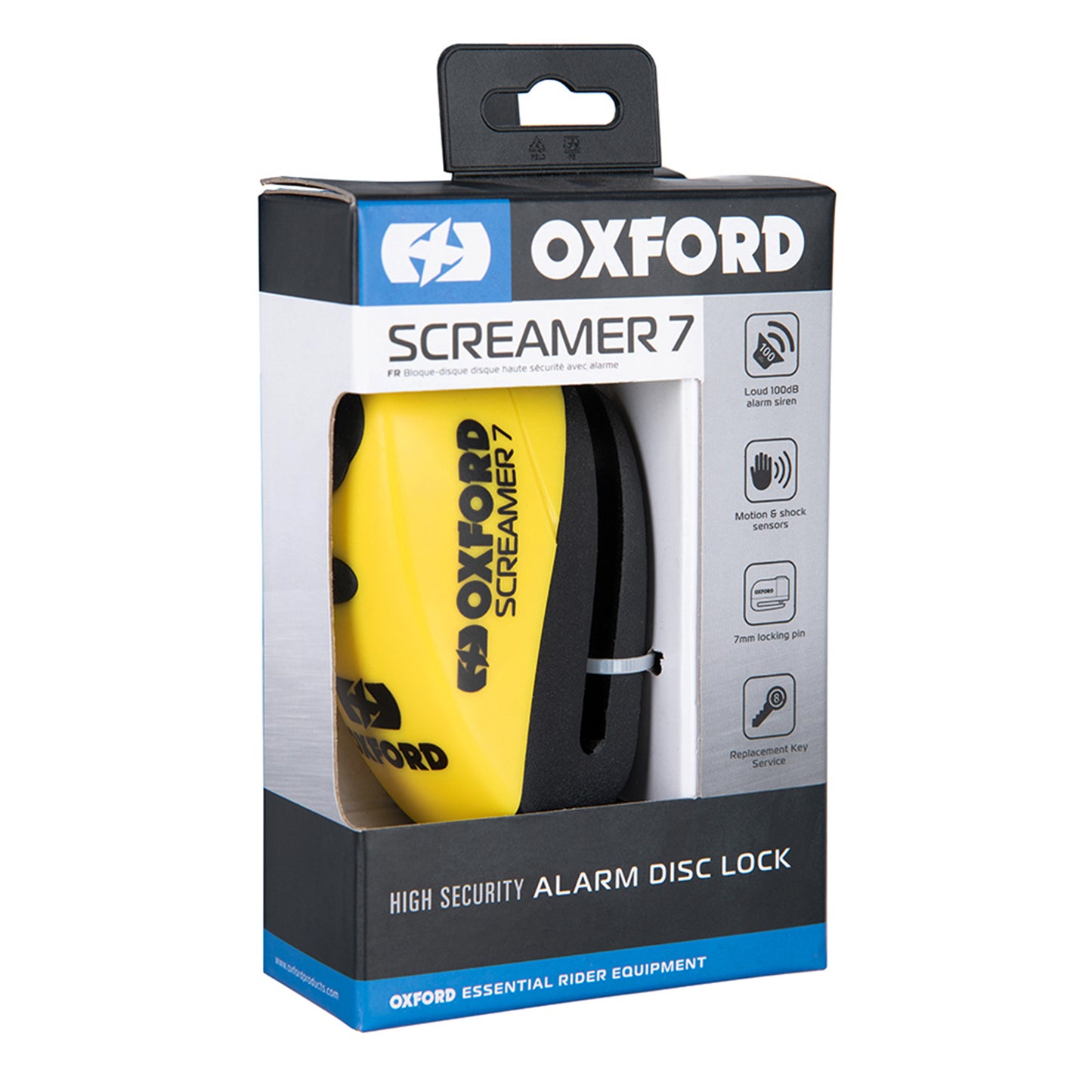 Oxford Screamer 100db Alarm Disc Lock - Yelow / Black