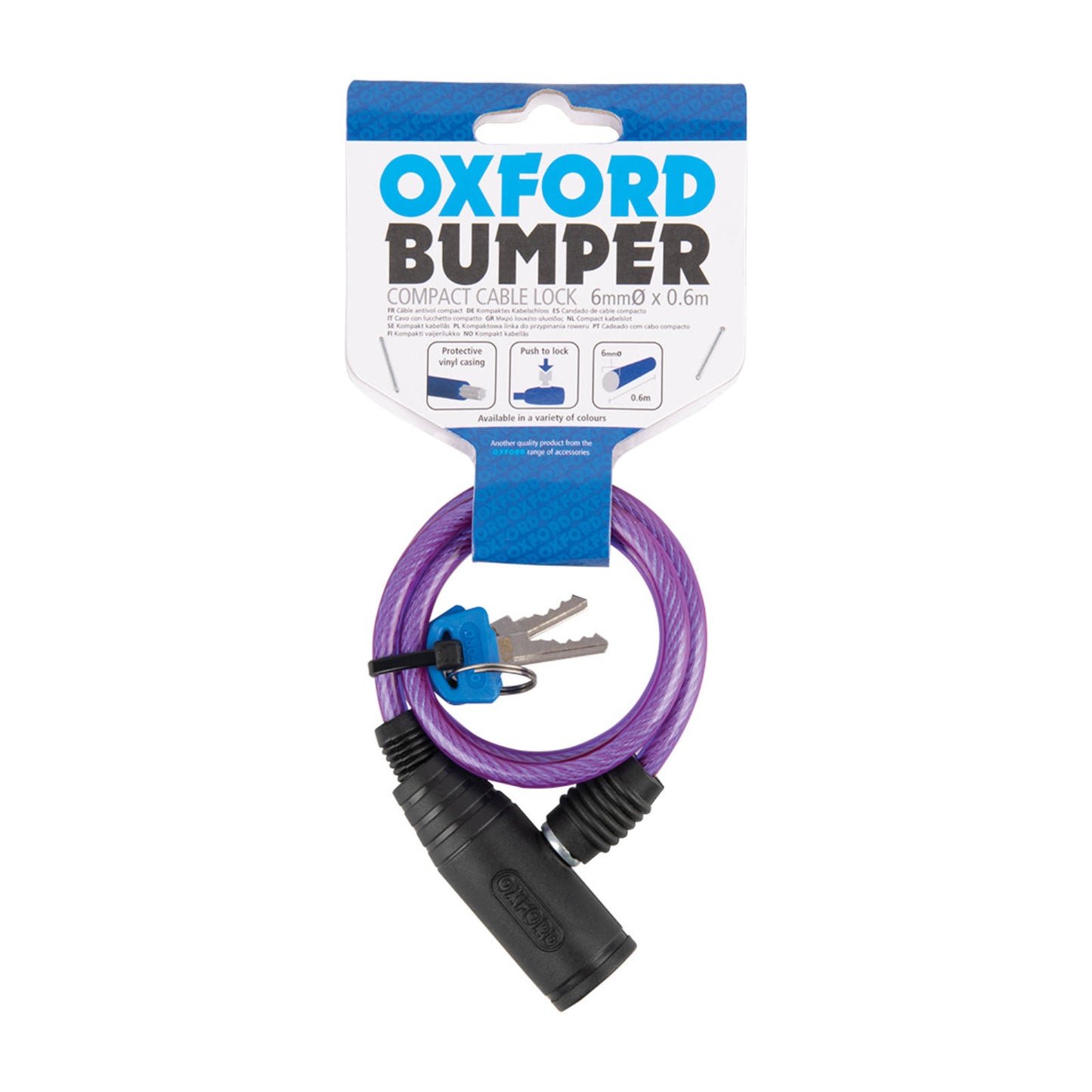 Oxford Bumper Cable Lock 6mm X 600mm - Purple