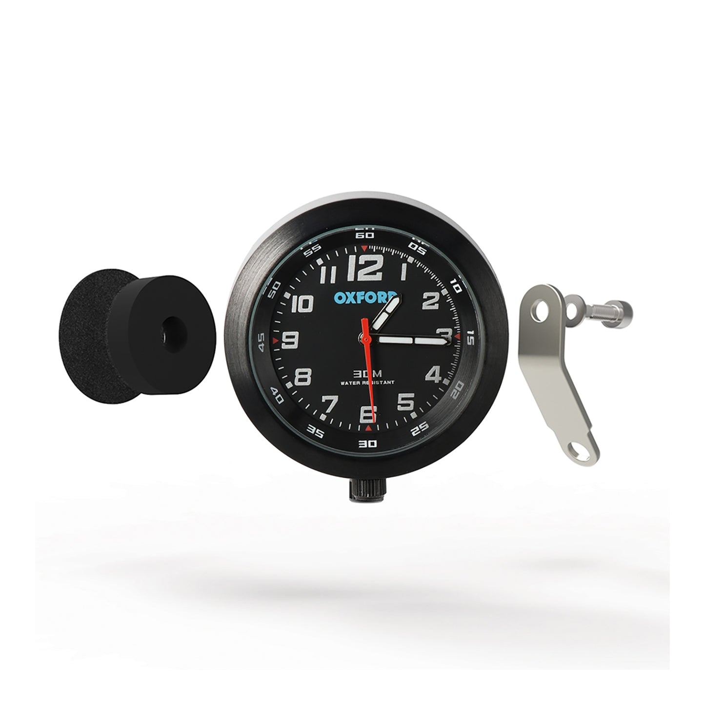 Oxford Clock Black Case & Black Face with Bracket