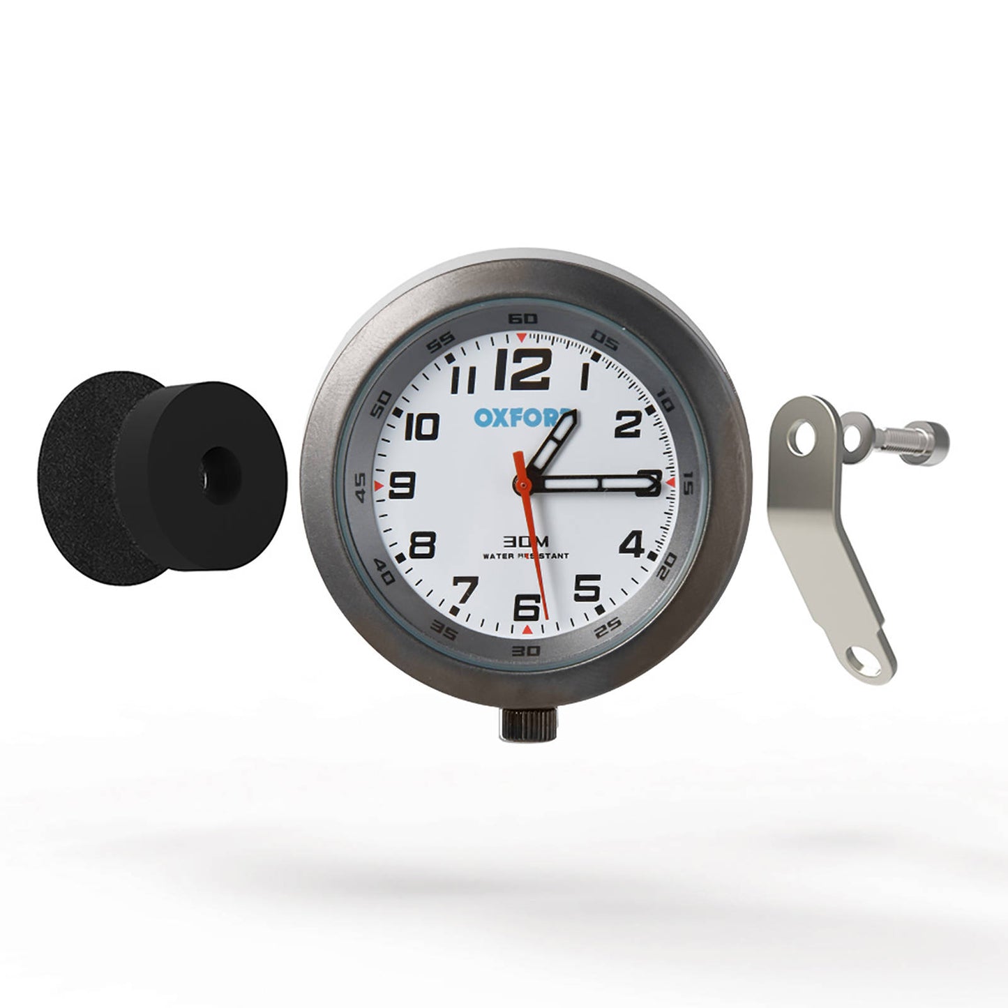 Oxford Clock Titanium Case & White Face with Bracket