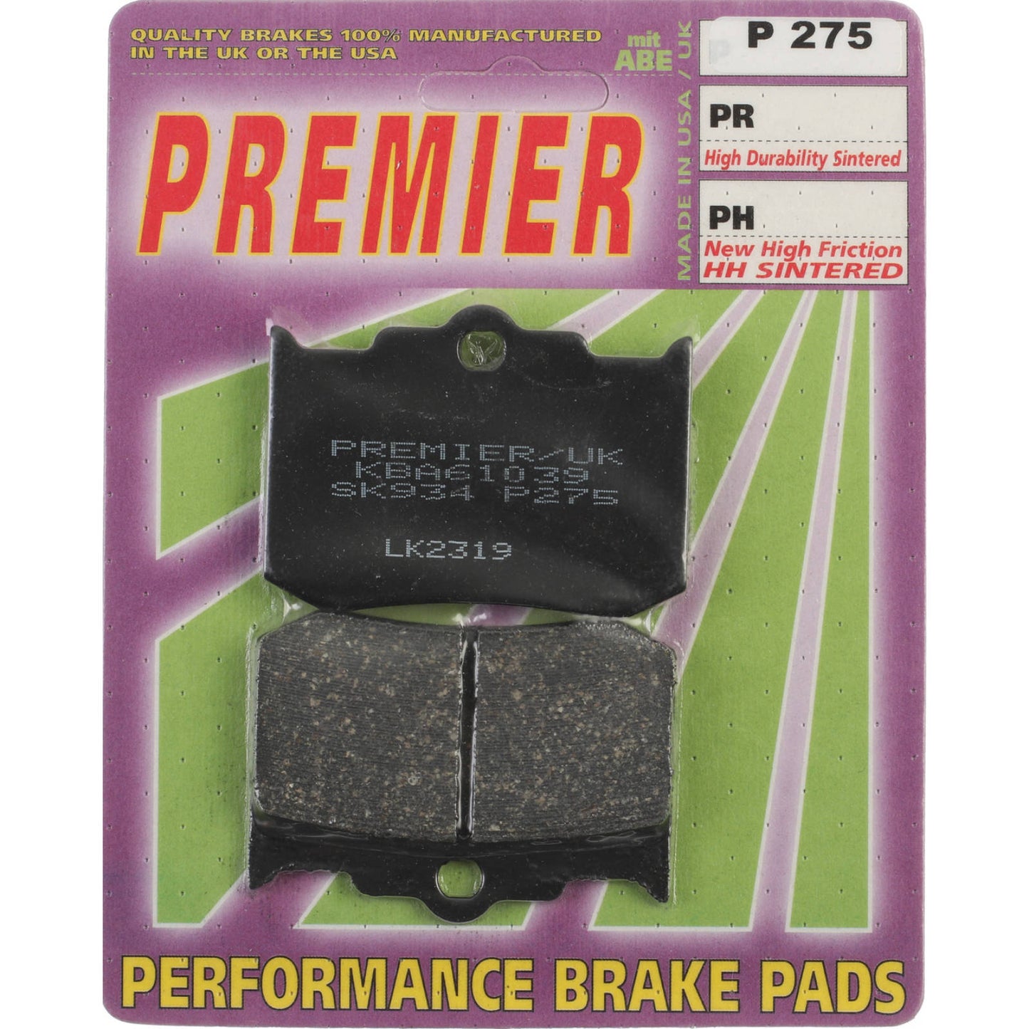 Premier Brake Pads - P Organic Standard
