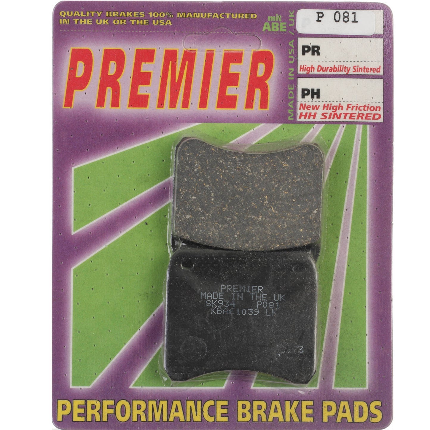 Premier Brake Pads - P Organic Standard