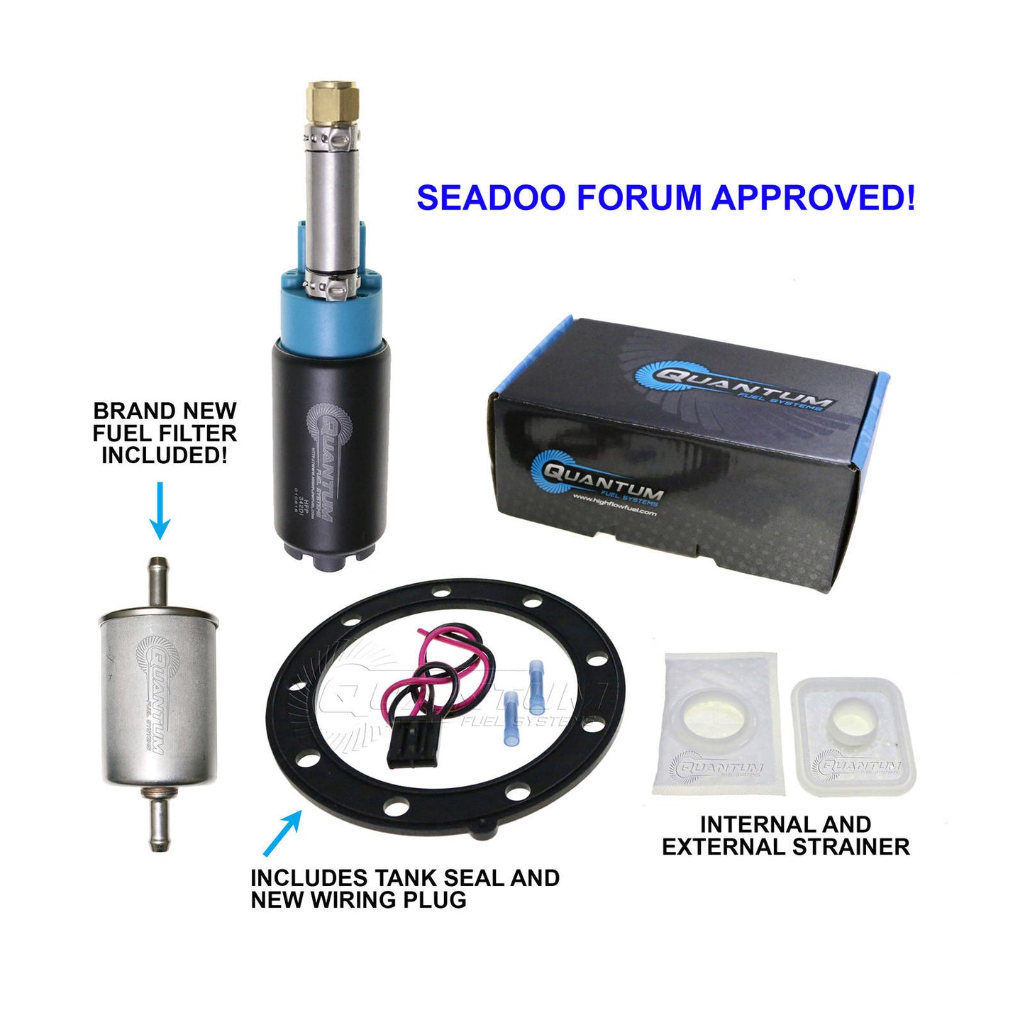 Quantum In-Tank EFI Fuel Pump with Tank Seal, Filter, Install Kit