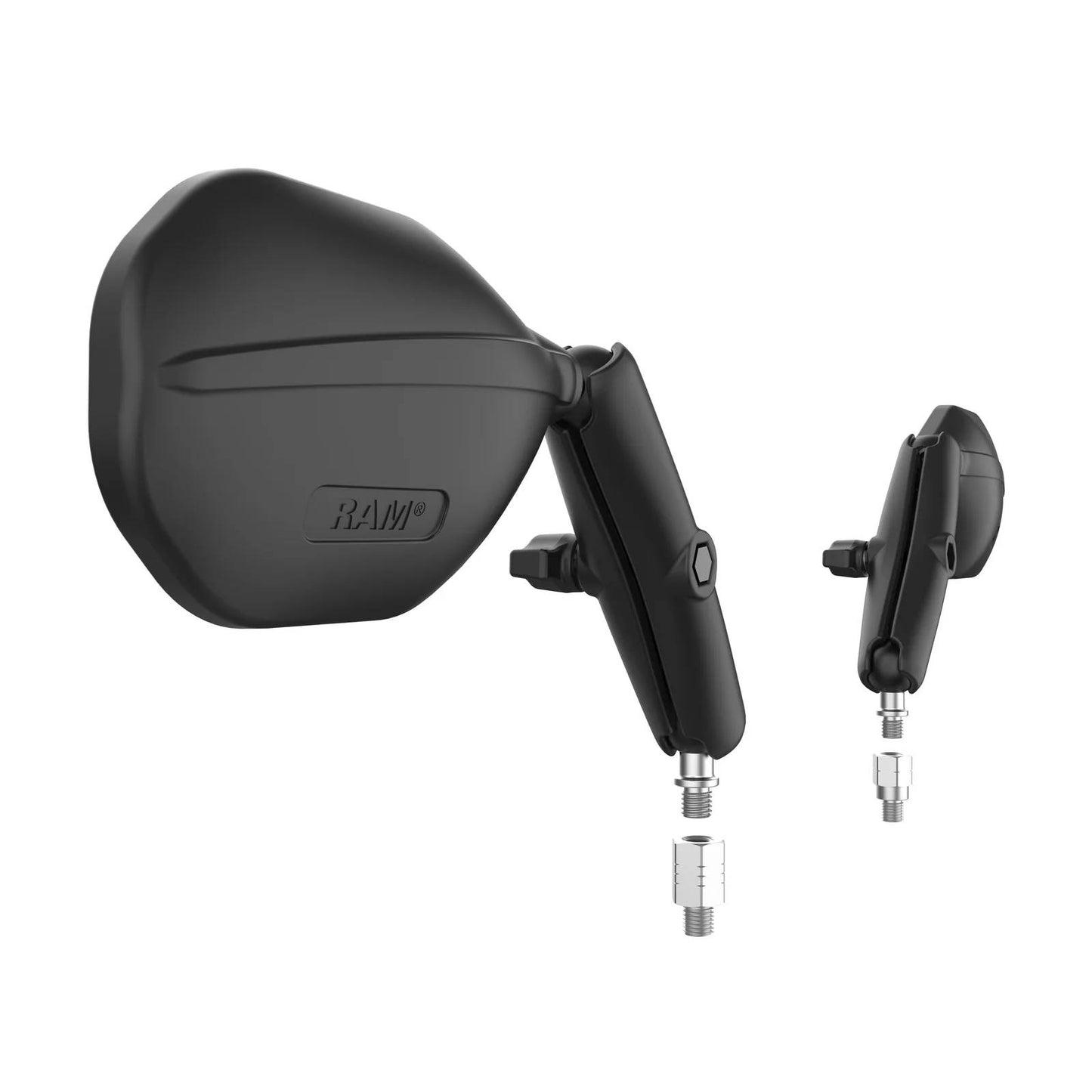 Ram Left & Right Tough-Mirror Kit with Long Arms + Bases & Thread Pitch Adapters