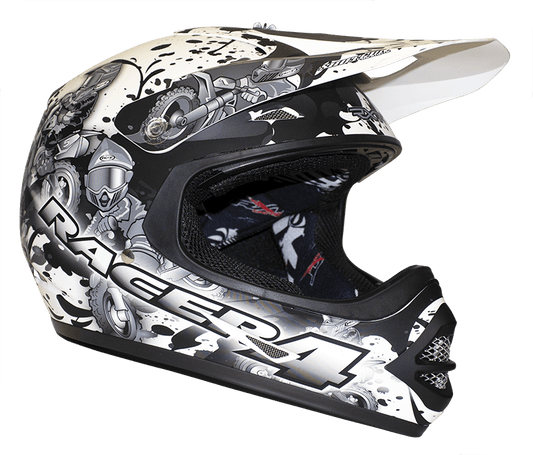 RXT RACER 4 KIDS HELMET - MATT BLACK/WHITE MOTO NATIONAL ACCESSORIES PTY sold by Cully's Yamaha