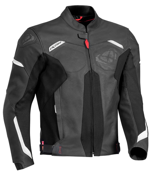 IXON RHINO LEATHER JACKET - BLACK/WHITE CASSONS PTY LTD sold by Cully's Yamaha