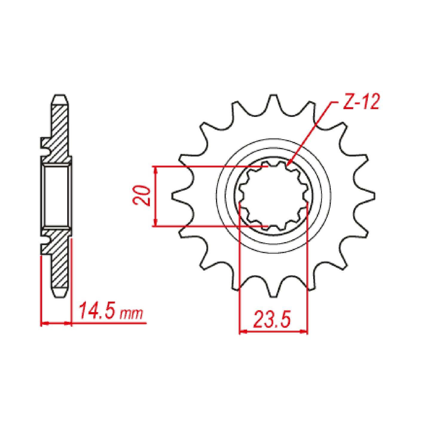 MTX 1345 Steel Front Sprocket #520 (13T) (10-1345-13)