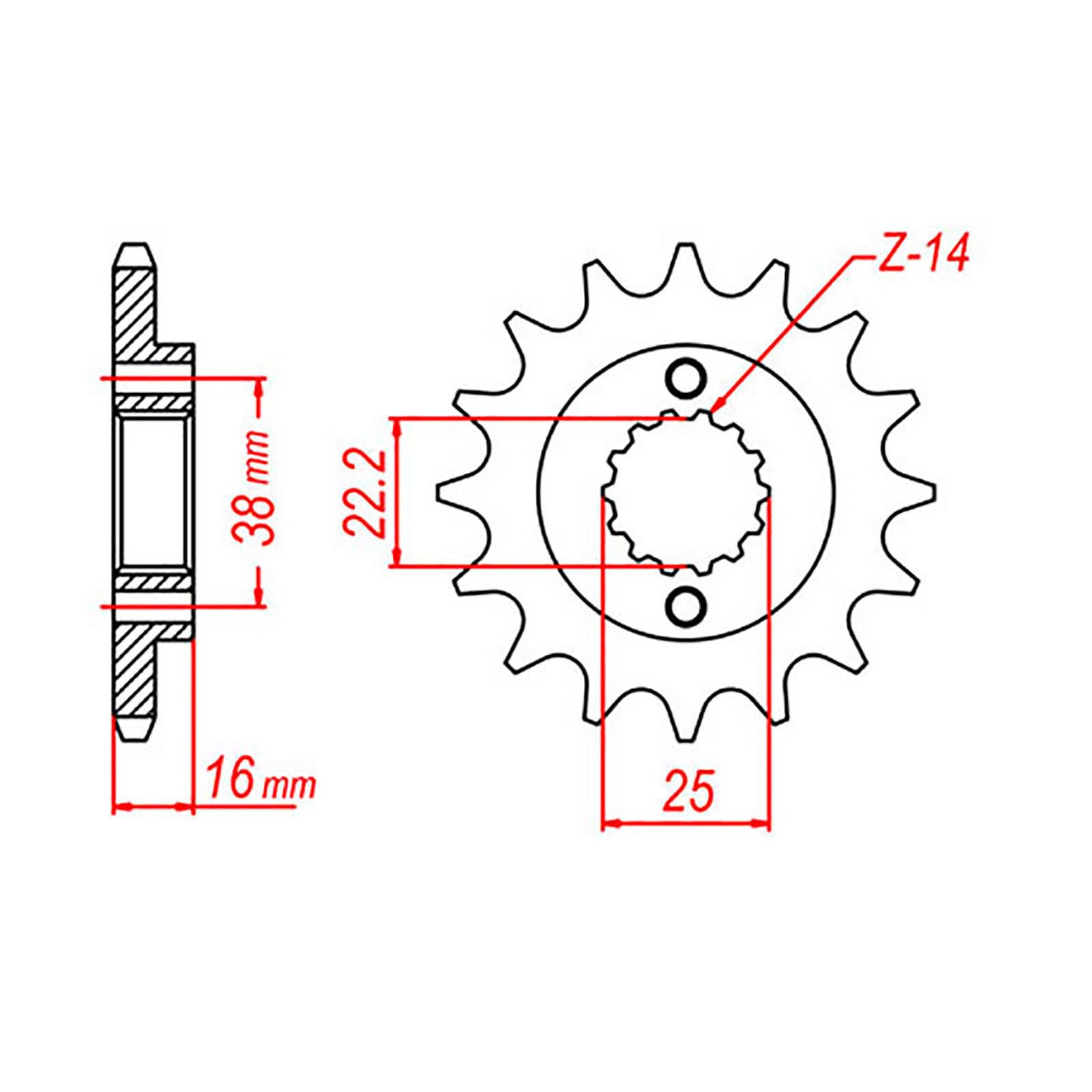 MTX 740 Steel Front Sprocket #525 (15T) (10-740-15)