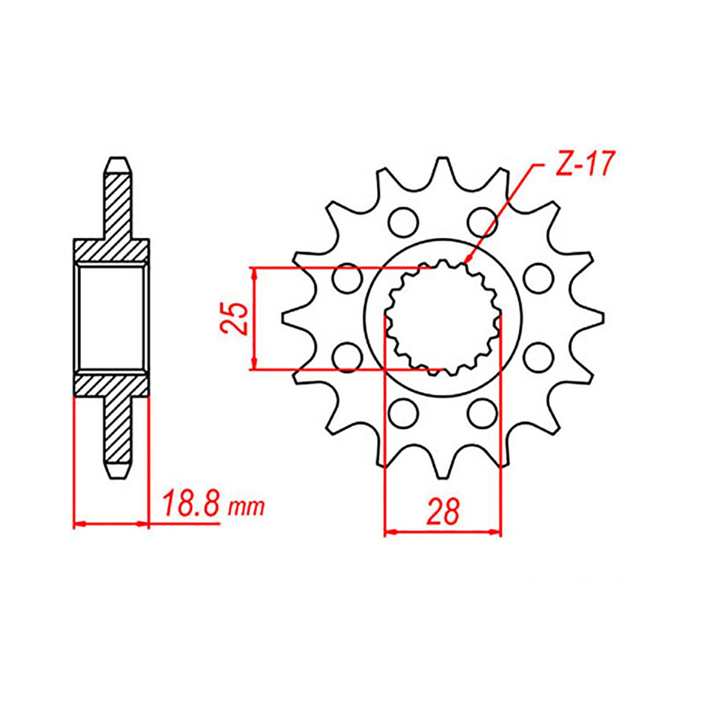 MTX 704 Steel Front Sprocket #525 (17T) (10-704-17)