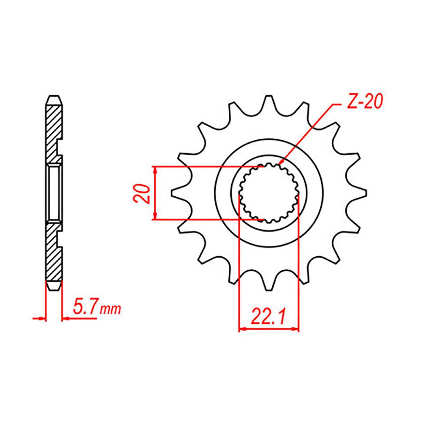 MTX 1590 Steel Front Sprocket #520 (13T) (10-5NL-13)