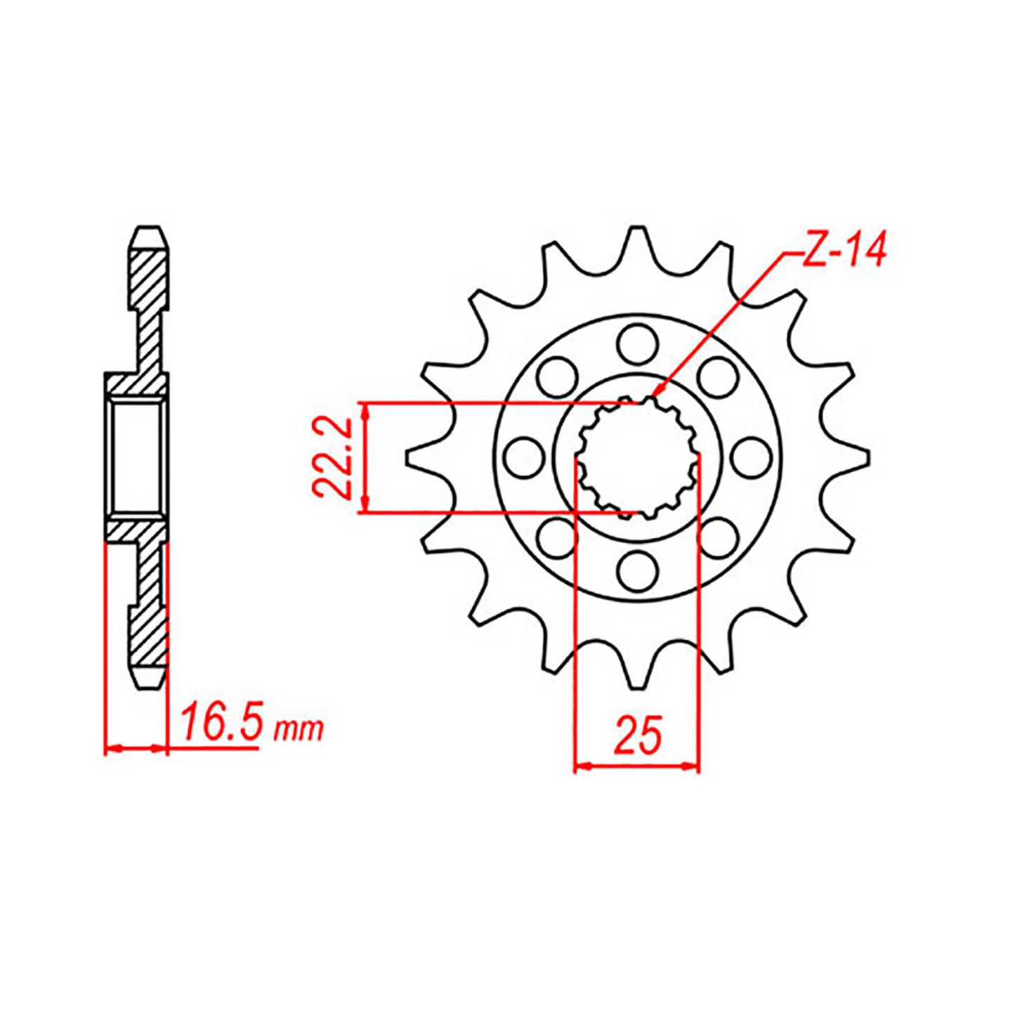 MTX 741 Steel Front Sprocket #525 (14T) (10-741-14)