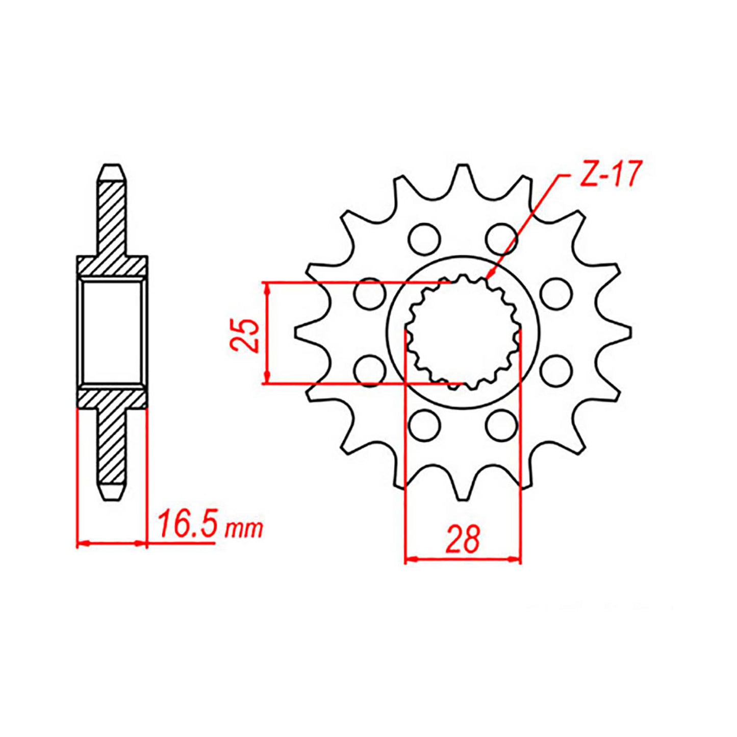 MTX 1904 Steel Front Sprocket #525 (17T) (10-KT6-17)