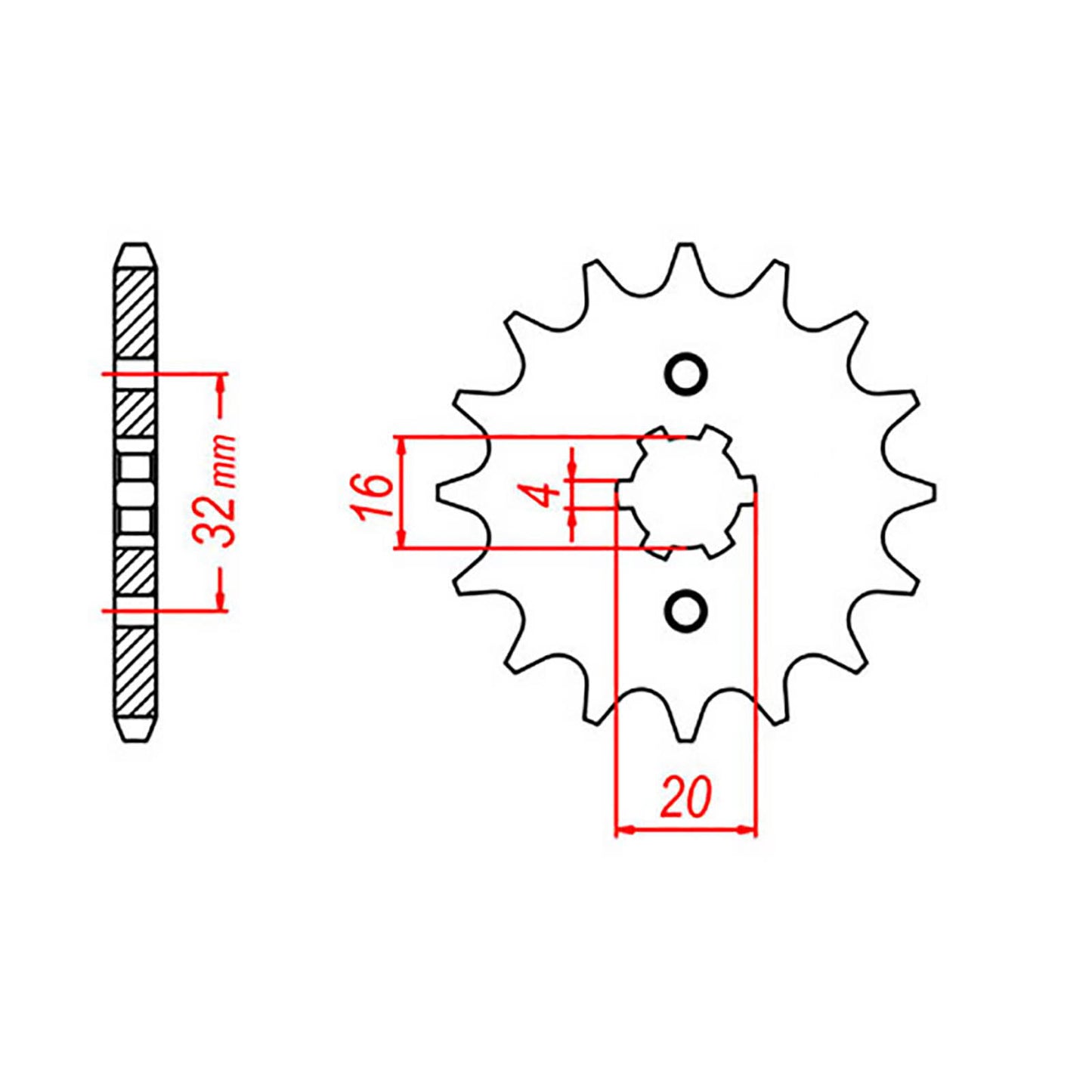 MTX 1550 Steel Front Sprocket #428 (14T) (10-550-14)