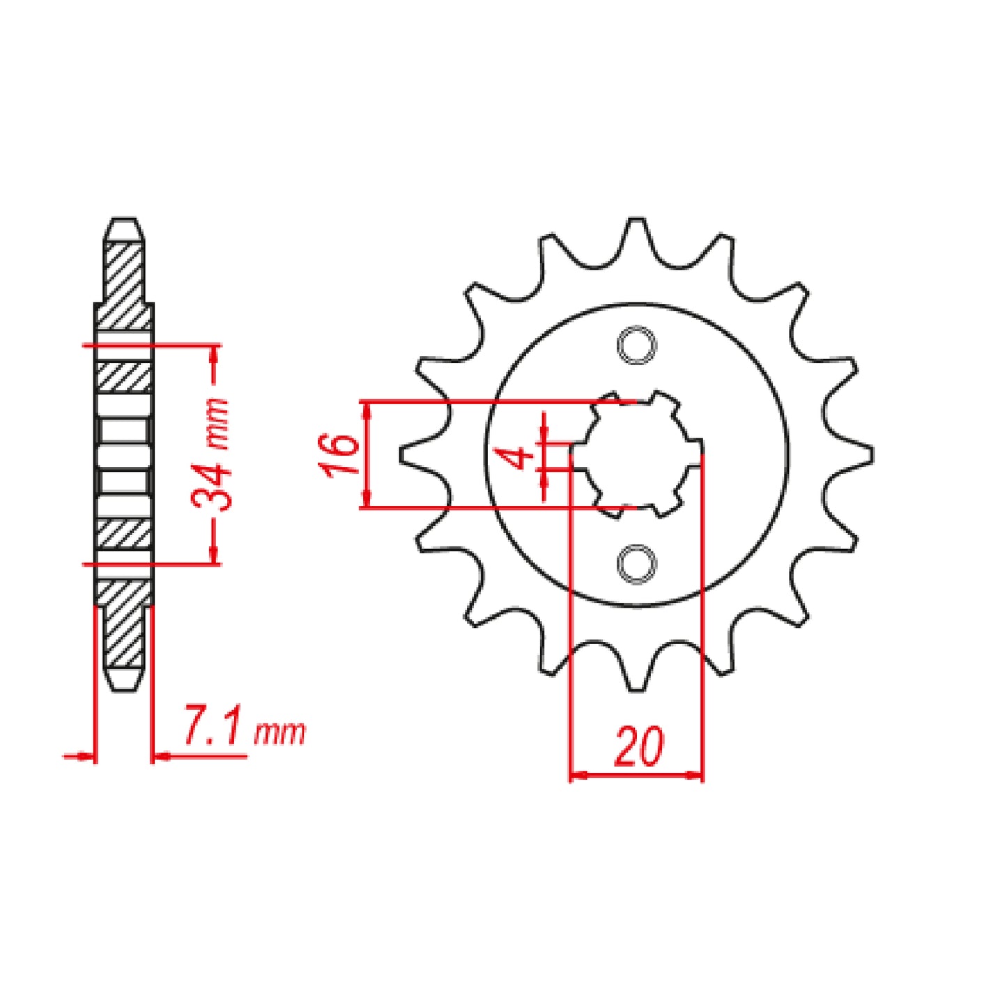 MTX 1903 Steel Front Sprocket #520 (14T) (10-1903-14)