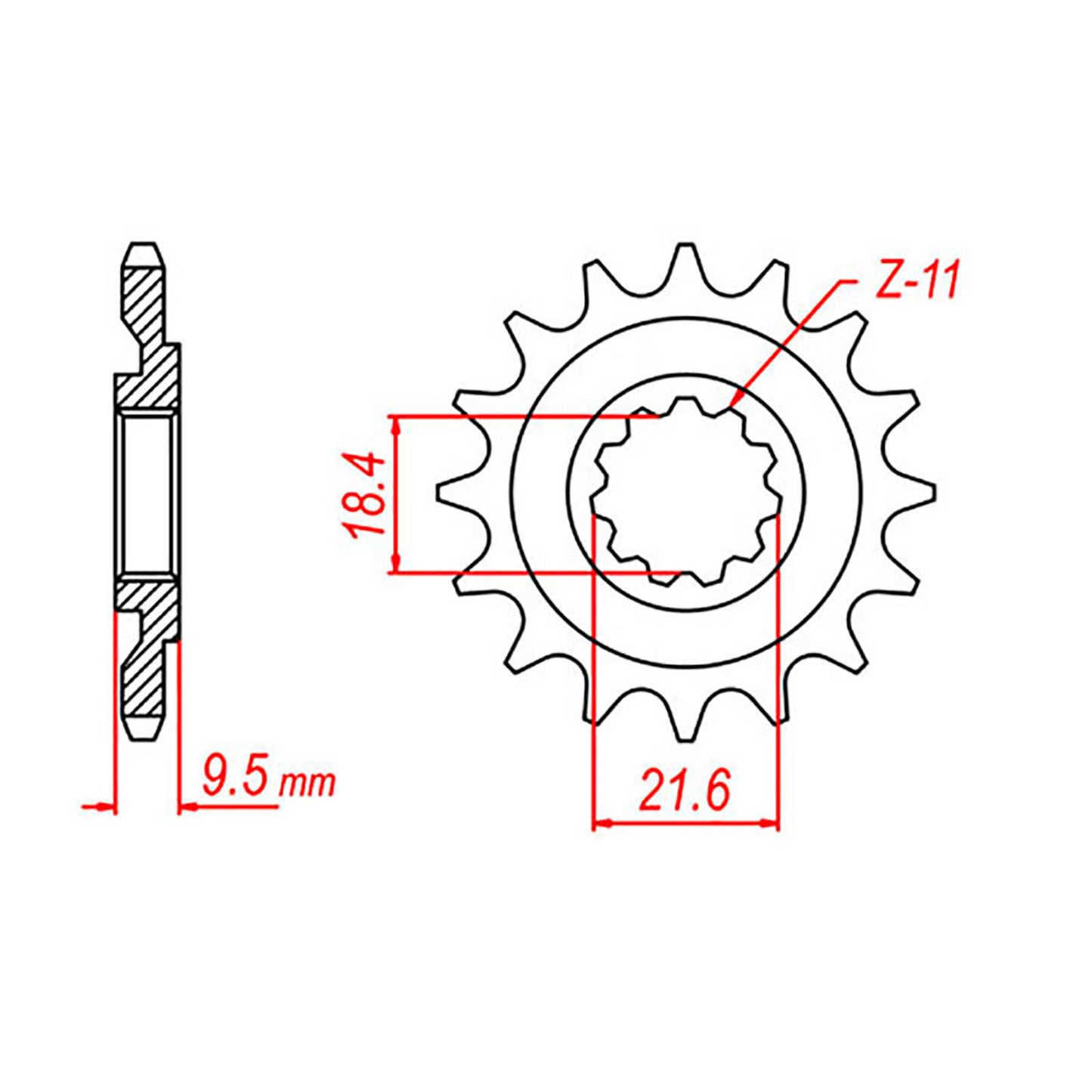 MTX 285 Steel Front Sprocket #520 (14T) (10-ML3-14)