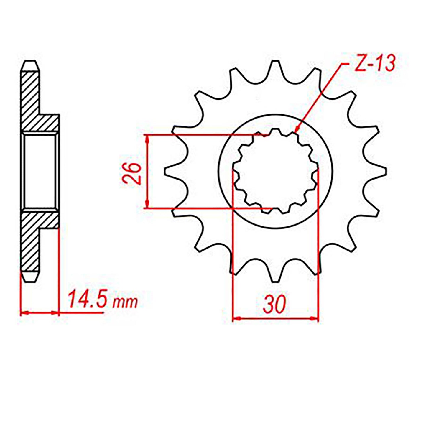 MTX 326 Steel Front Sprocket #520 (13T) (10-6KS-13)